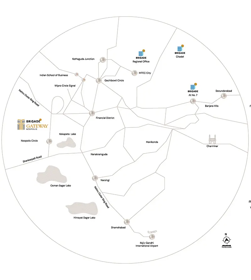 Gateway Hyderabad Location Map - Connected to Neopolis and Financial District